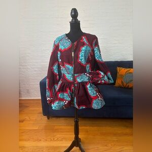 Mae Otti African Print Peplum Zip Jacket (Ella)
